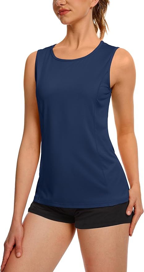 TACVASEN Women's UPF 80+ Workout Tank Top Sleeveless Quick Dry Sun Protection Hiking Athletic Gym Yoga Running Shirts