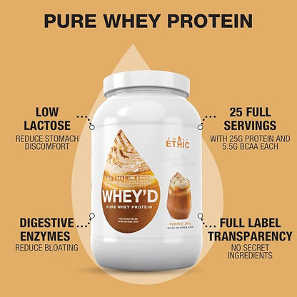 Whey'd Protein Powder, 25 G Whey Protein Blend with Concentrate, Isolate & Hydrolysate, Low Lactose & Digestive Enzymes for Easy Mixing & Smooth Texture, Pumpkin Spice Flavor, 25 Servings