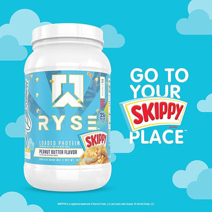 RYSE Loaded Protein Powder - Skippy Peanut Butter - 25g Whey Protein Isolate & Concentrate with Prebiotic Fiber & MCTs - Low Carb, Low Sugar, Digestive-Friendly - 20 Servings / 1.5 lb Tub