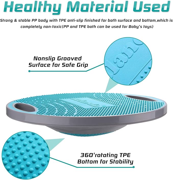 NALANDA Wobble Balance Board, Core Trainer for Balance Training and Exercising, Healthy Material Non-Skid TPE Bump Surface, Stability Board for Kids and Adults