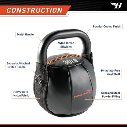 BIONIC BODY by Marcy Soft Kettlebell with Handle for Weightlifting, Conditioning, Strength and core Training