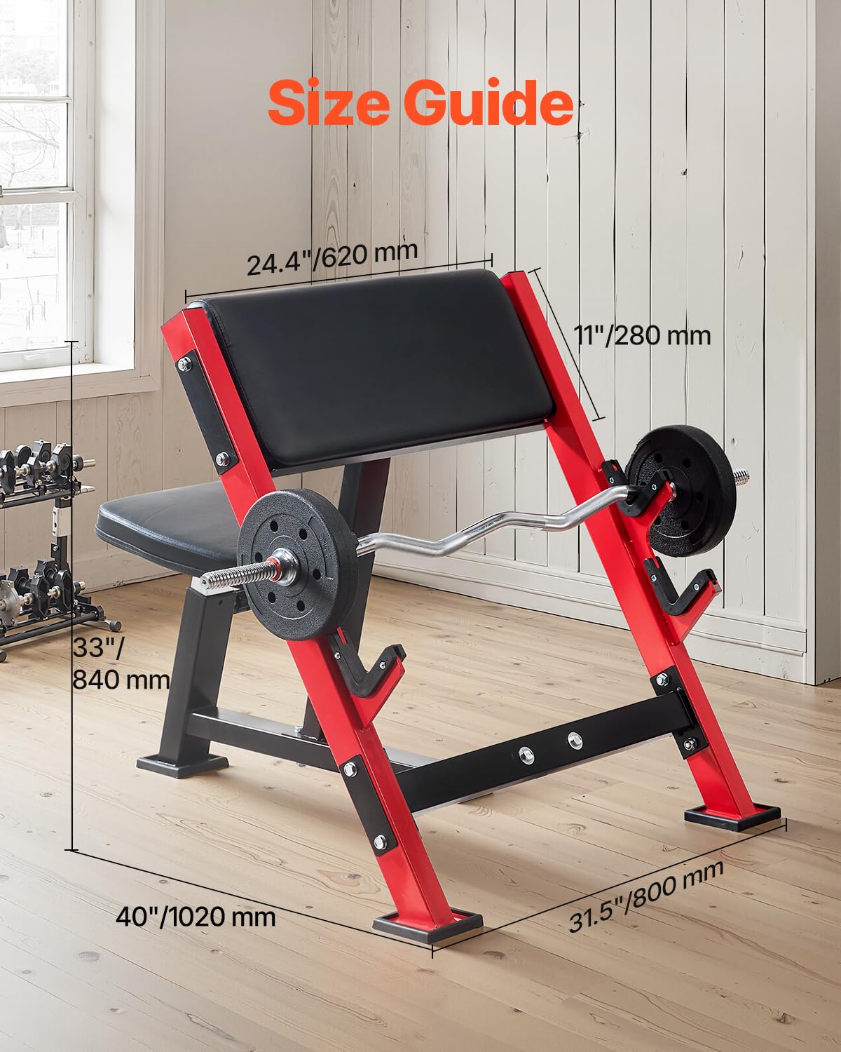 VEVOR Preacher Curl Bench, Strength Training Benches, Max Load 660 LBS Home Gym Fitness Equipment