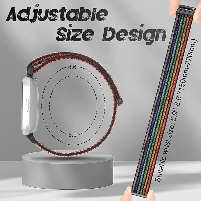 Tiptops 3 Pack Bands Compatible with Fitbit Versa 2/Fitbit Versa/Versa Lite/Versa SE for Women Men, Soft Nylon Sports Loop Replacement Wristband for Fitbit Versa 2 Straps