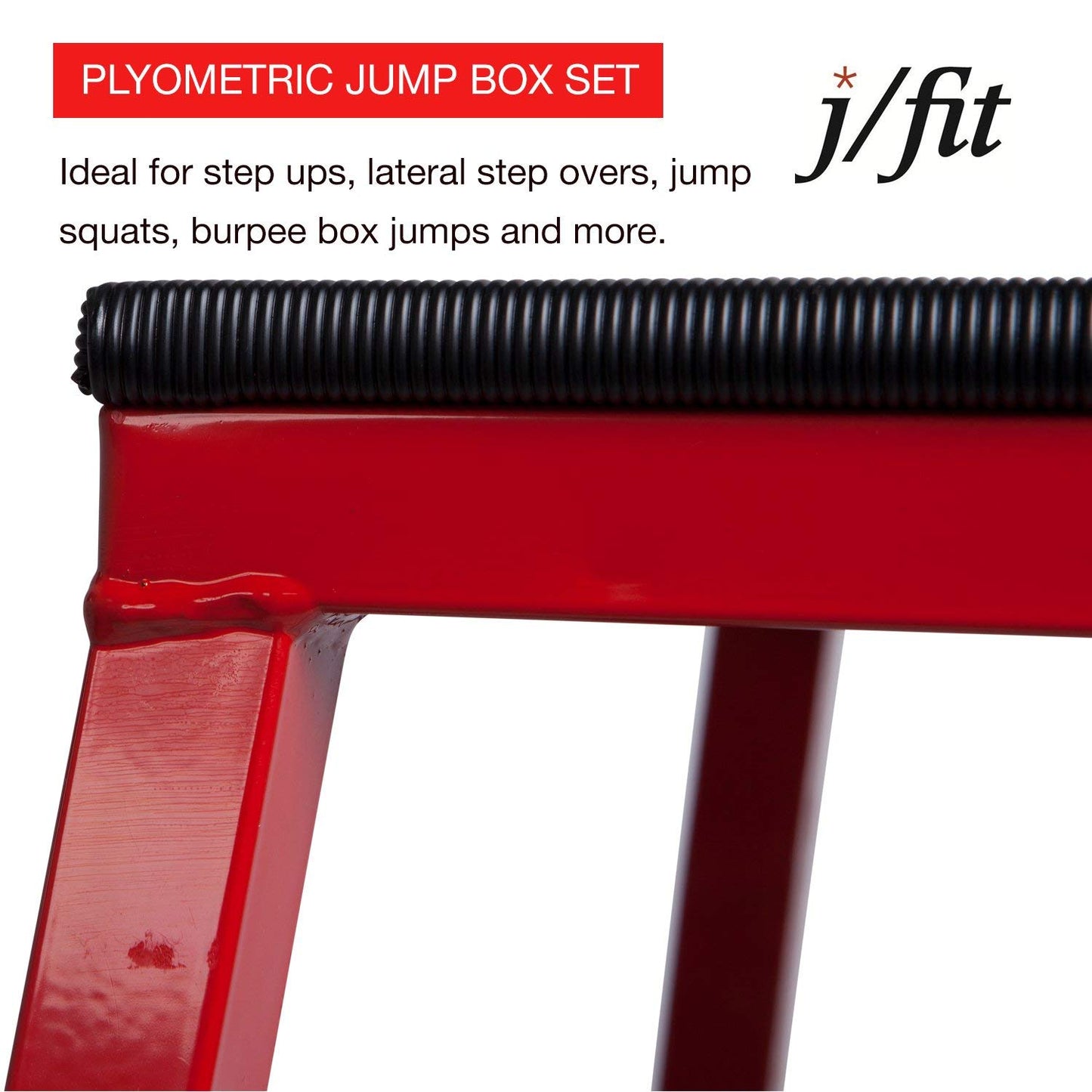 JFIT Plyometric Jump Box - Commercial Grade Steel - 18" Height (Single Plyo Box)