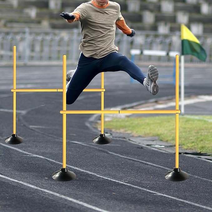 TNZMART 4.9 FT Agility Poles Adjustable Hurdles for Soccer Football Speed Training Equipment Track and Field