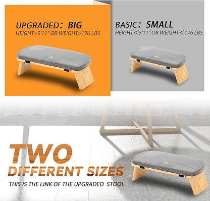 Meditation Bench, Bamboo Meditation Stool, Folding Kneeling Meditation Bench, Seiza Prayer Bench, Prayer Bench with Meditation Cushion, Kneeling Stool (Grey & Big)