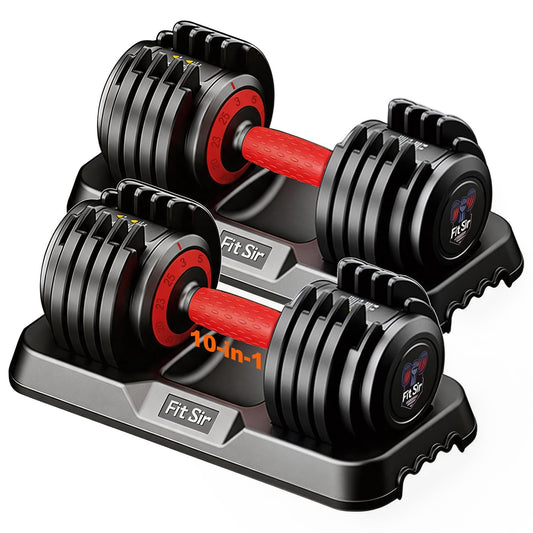 Fit Sir Adjustable Dumbbell Set, 10-in-1 25LB/50LB/90LB Ajustable Dumbbells with Safe Locking