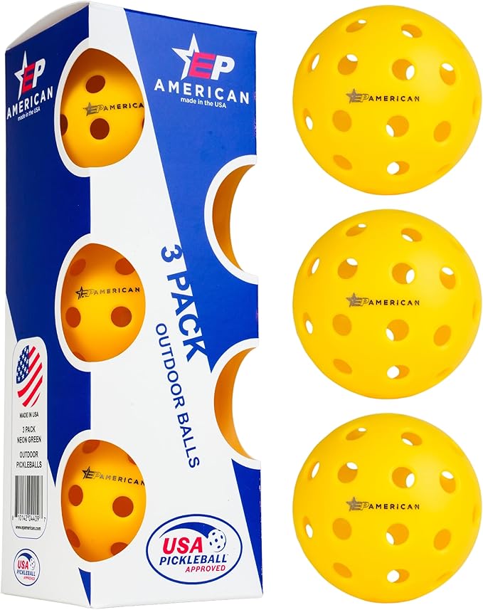 EP American Outdoor Pickleballs USAPA Approved | Made in USA with Durable Design | Tournament-Ready, High Performance | 40 Precision Holes for Balanced Flight, Consistent Spin