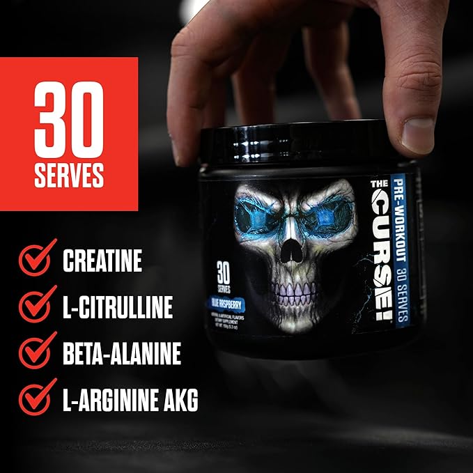 JNX SPORTS The Curse! Pre Workout Powder for Men & Women, Caffeine, Beta-Alanine, Creatine, L-Citrulline, 30 Servings, Watermelon Flavor ??Boost Energy, Strength & Focus