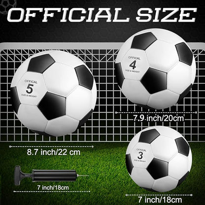 HyDren 8 Pcs Soccer Balls Bulk with Pump Deflated Official Size Sport Soccer Ball for Kid Adult Game Match Indoor Outdoor Gift for School Sports Game Birthday Party Gift Christmas Operation