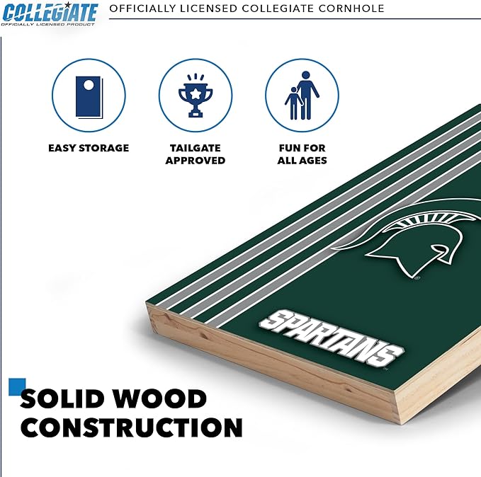 2' x 3' Solid Wood Cornhole Set with Direct Print HD Team Graphics – Great Gift for Any NCAA Fan! Bean Bag Toss Family Outdoor Games