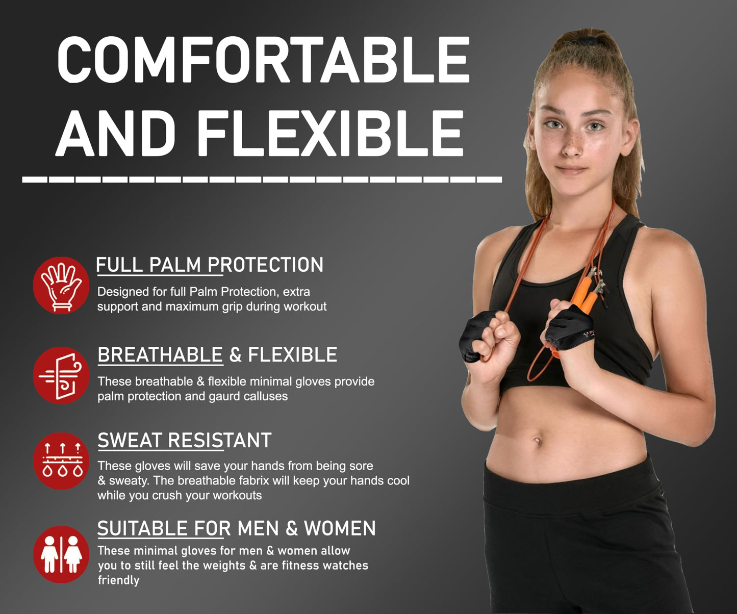FITNESS FORCE Workout Gloves for Men & Women Partial Weight Lifting Non-Slip Gym Gloves, Lifting