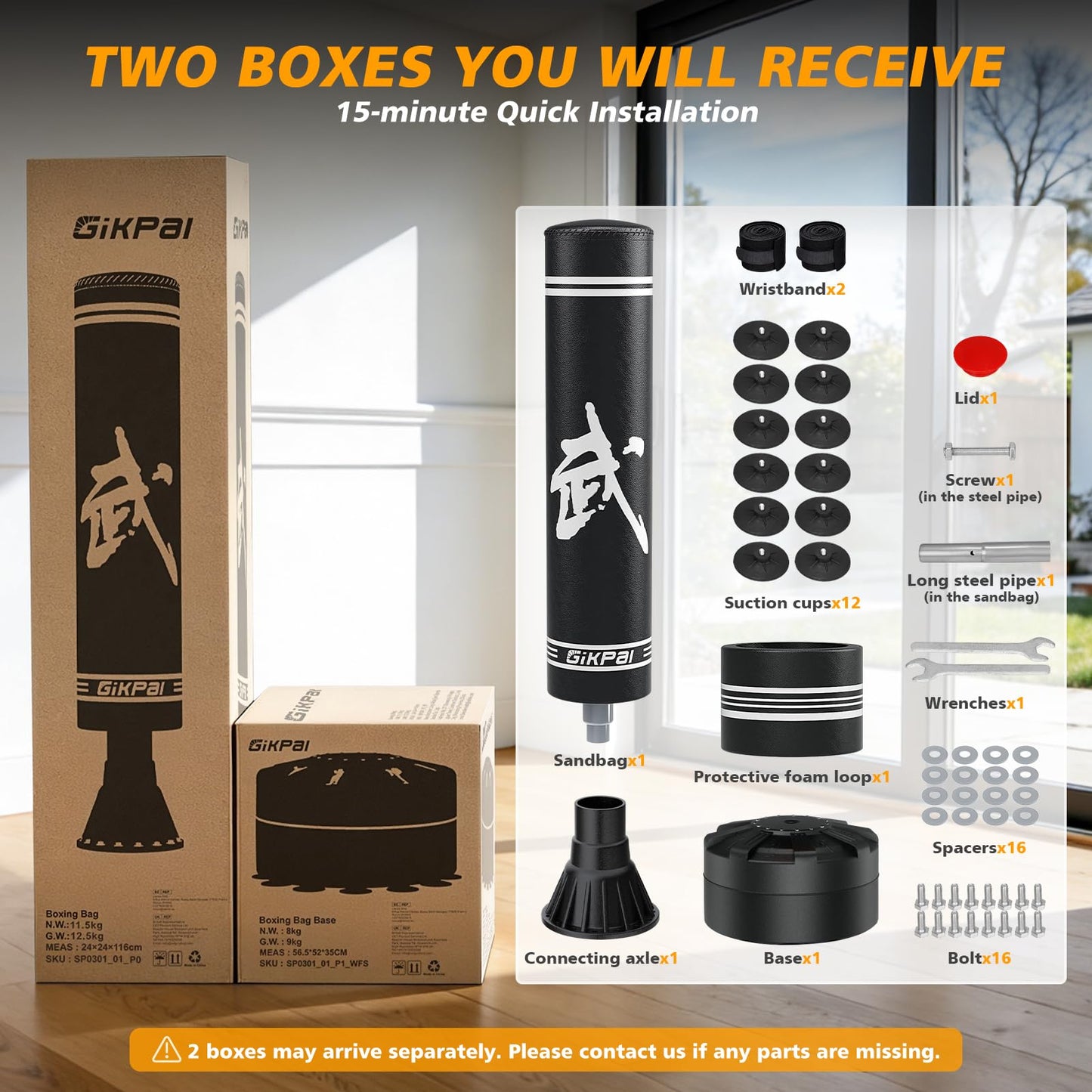 GIKPAL Freestanding Punching Bag for Adults 67'' Heavy Boxing Bag with Boxing Gloves, No Spring