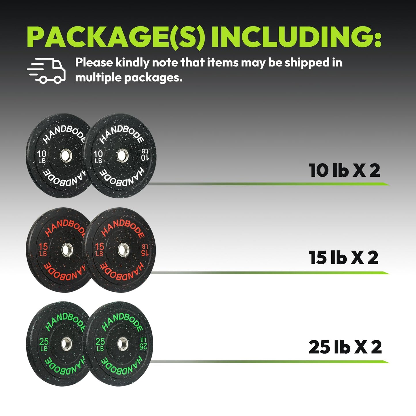 HANDBODE 2-Inch High-Bounce Bumper Plate, Olympic Weight Plates 100 lb Set