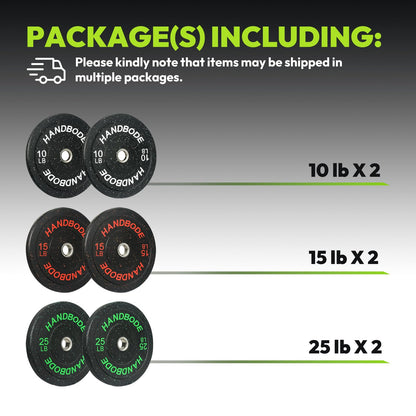HANDBODE 2-Inch High-Bounce Bumper Plate, Olympic Weight Plates 100 lb Set