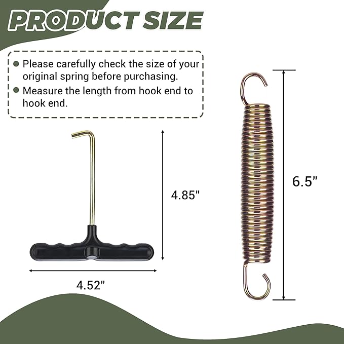 Trampoline Springs Replacement 3.5" to 8.5" Galvanized Steel Heavy Duty High Tensile Universal Trampoline Accessories with T-Hook Tool, 12 to 48 Pack