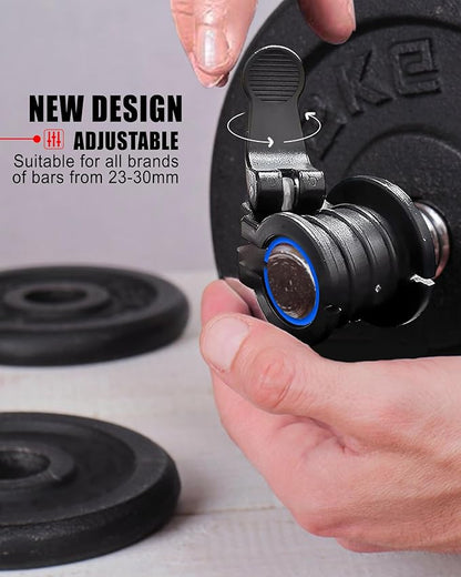 Barbell Clips 1 Inch Quick Release Weight Clamps 0.9-1.18inch Multi-Size Adjustable Olympic Clamps for Bars