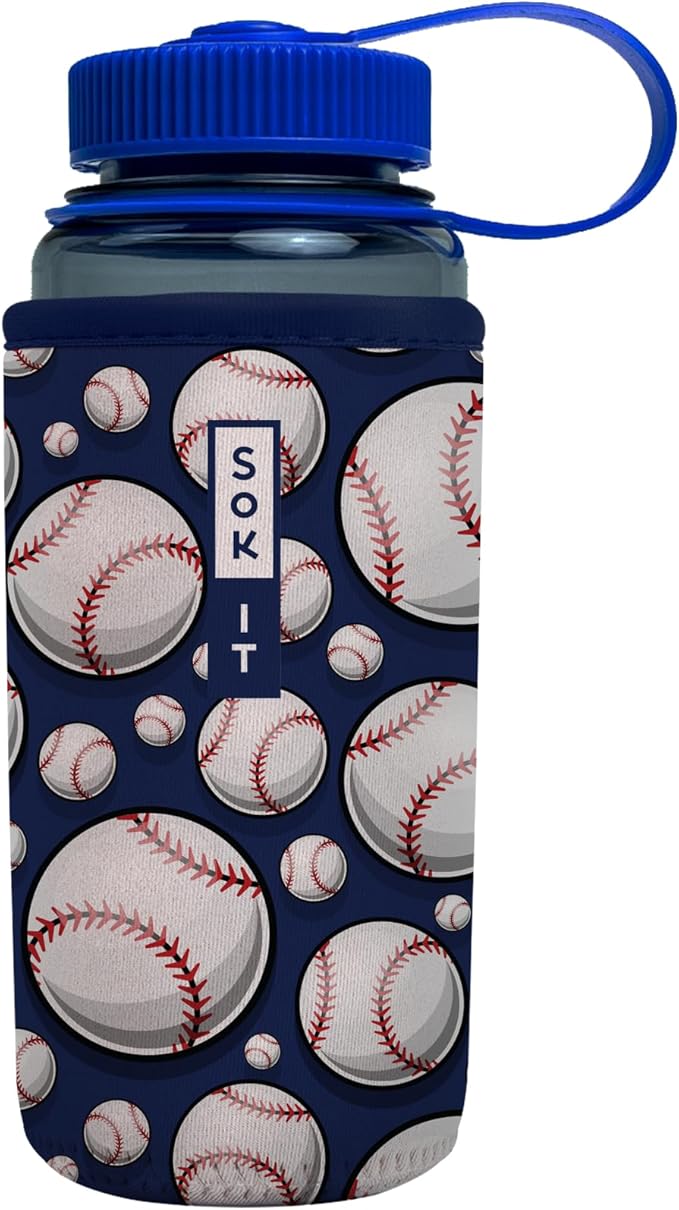 Sok It BotlSok Water Bottle Sleeve Insulated Neoprene Cover (Baseball, Fits 16oz CamelBak or Nalgene)