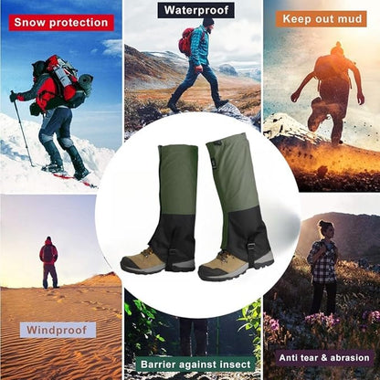 Waterproof Hiking Gaiters,Snow Boot Gaiters with Rubber Foot Strap,Lightweight and Adjustable,for Men and Women Hiking,Skiing,Mountaineering,Walking,etc.