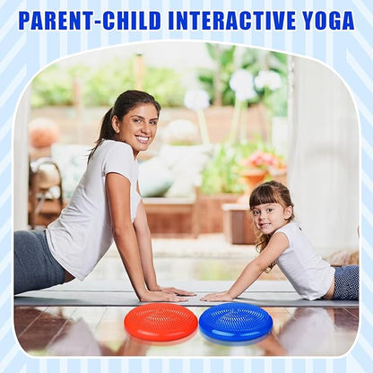 2 Pcs Wiggle Seat Inflated Wobble Cushion Flexible Balance Disc with Air Pump for Core Stability Strengthening Improving Posture Physical Exercise