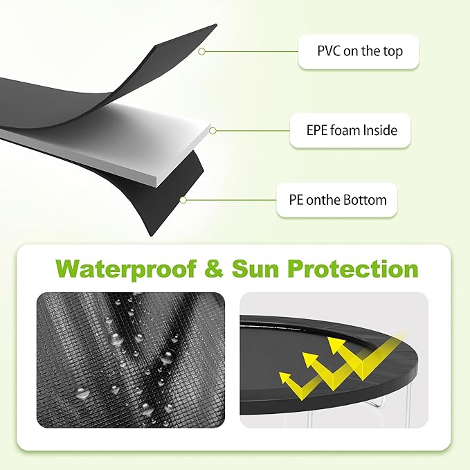 Trampoline Pad, 10ft 12ft 14ft Trampoline Replacement Safety Pad, Waterproof and Tear-Resistant Safety Spring Cover Round Frame Pad