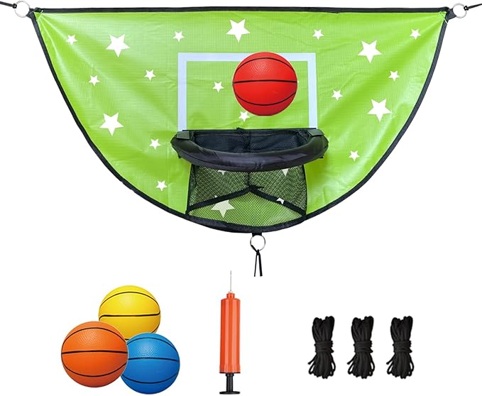 Trampoline Basketball Hoop, Attachment with Pump and Mini Ball, Universal Trampoline Accessories, Easy to Install