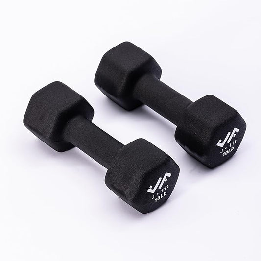 JFIT Dumbbell Pairs or Sets – Neoprene & Vinyl Coated Hand Weights for Home Gym, Strength Training, Aerobics, Cardio Exercise and Fitness