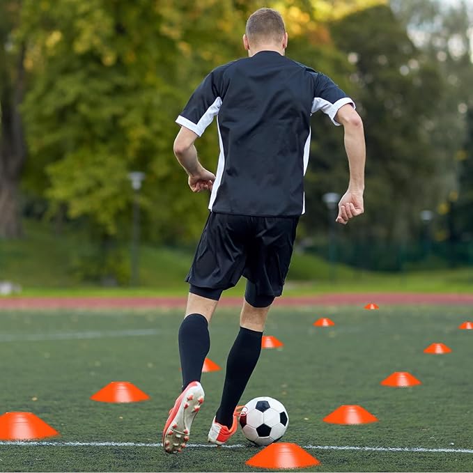 Agility Training Equipment Soccer Speed Training Includes 4 Adjustable Soccer Agility Poles 4 Agility Hurdles 6 Soccer Cones for Youth Adults Athletes Football Soccer Training