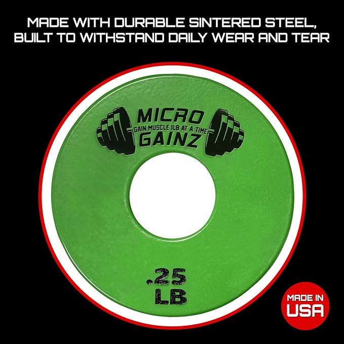 Micro Gainz Standard 1-Inch Center Hole Fractional 2 Pcs Color Weight Plates, Choose (.25LB-1LB) Designed for Standard 1-Inch Dumbbell & Barbell for Strength Training, Made in USA