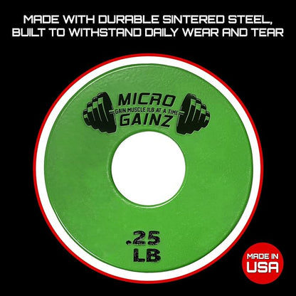 Micro Gainz Standard 1-Inch Center Hole Fractional 2 Pcs Color Weight Plates, Choose (.25LB-1LB) Designed for Standard 1-Inch Dumbbell & Barbell for Strength Training, Made in USA