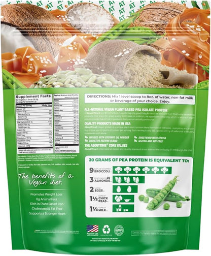 About Time Vegan Protein Powder 20g Salted Caramel, Natural Ingredients, Non-GMO, Plant Based, Gluten Free, Soy Free, Dairy Free, 32 Servings