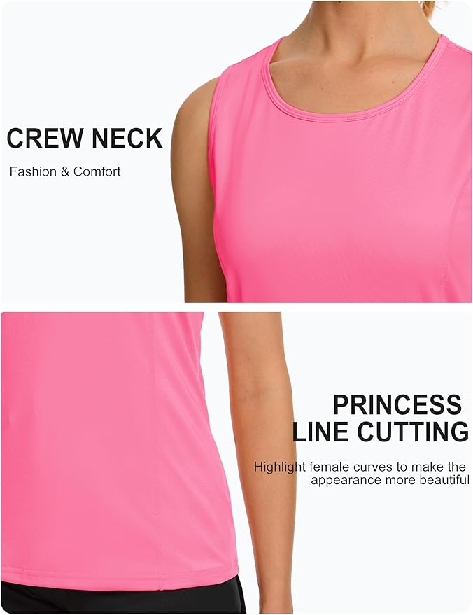 TACVASEN Women's UPF 80+ Workout Tank Top Sleeveless Quick Dry Sun Protection Hiking Athletic Gym Yoga Running Shirts