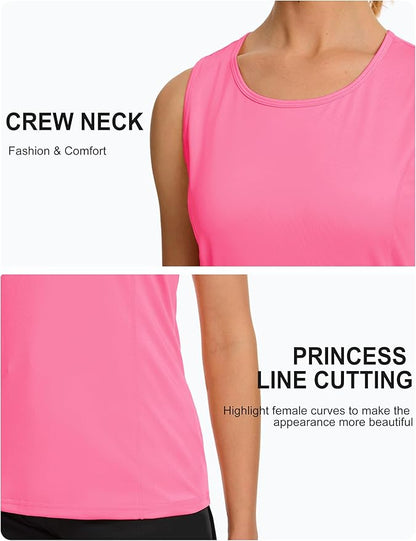 TACVASEN Women's UPF 80+ Workout Tank Top Sleeveless Quick Dry Sun Protection Hiking Athletic Gym Yoga Running Shirts