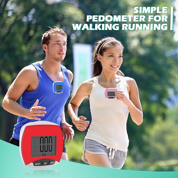 12 Pcs Simple Pedometer for Walking Bulk LCD Step Counter with Calories Burned Portable Step Tracker for Women Seniors Jogging Hiking Running Walking, 6 Colors