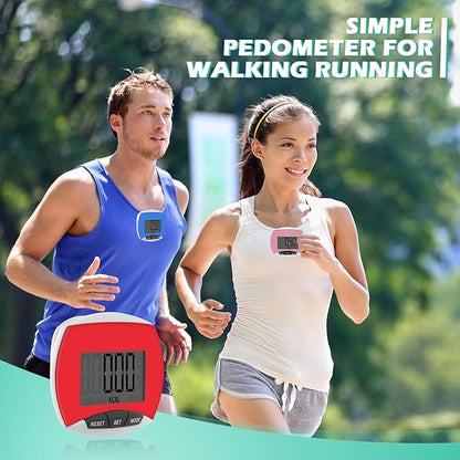 12 Pcs Simple Pedometer for Walking Bulk LCD Step Counter with Calories Burned Portable Step Tracker for Women Seniors Jogging Hiking Running Walking, 6 Colors