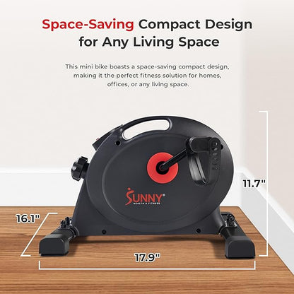 Sunny Health & Fitness Smart Under-Desk Bike Exerciser, Low-Impact Cardio Cycling Equipment for Home/Office, Mini Paddler for Arm/Leg Mobility Training, Free SunnyFit App Connect, Optional Motorized