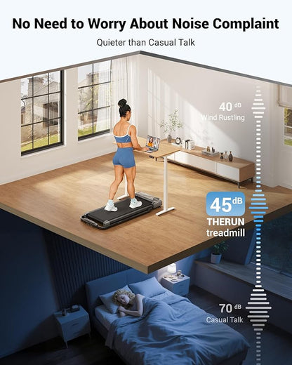 THERUN Walking Pad, 2 in 1 Foldable Treadmills for Home, 2.5HP Under Desk with Handle Bar, 16" Widened Running Belt, with Remote Control