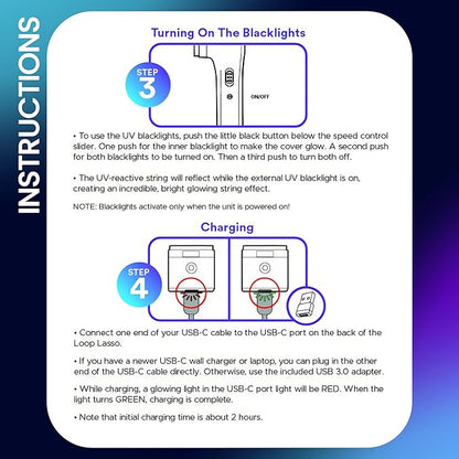 Loop Lasso NANO Glow in the Dark Rave Toys with Built-in UV Blacklight - Interactive Rope Launcher STEM Toy - Viral Flow and String Shooter Toy for Kids and Adults