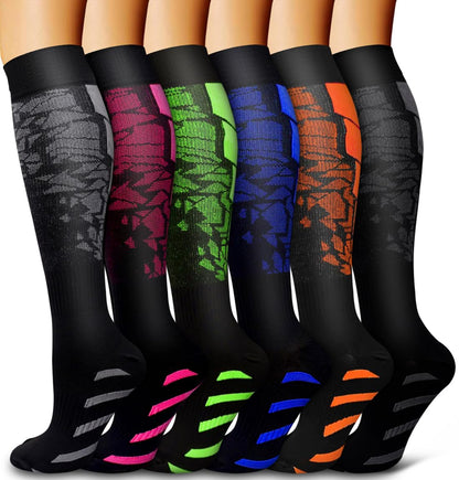 Bluemaple 6 Pack Copper Compression Socks for Women and Men Circulation-Best Support for Medical