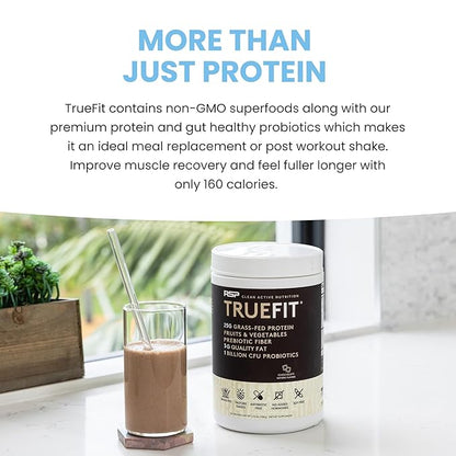 TrueFit Gut Healthy Protein Powder, Grass-Fed Whey Meal Replacement Shake with Prebiotics, Probiotics, & Organic Superfoods, Keto Friendly, Gluten Free