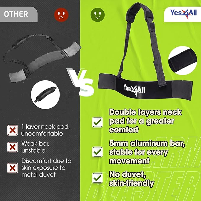 Yes4All Arm Blaster for Biceps & Triceps Dumbbells, 2-Layers Neck Cushion Bicep Curl Support Isolator for Body Building, Strength Training, and Muscle Gain