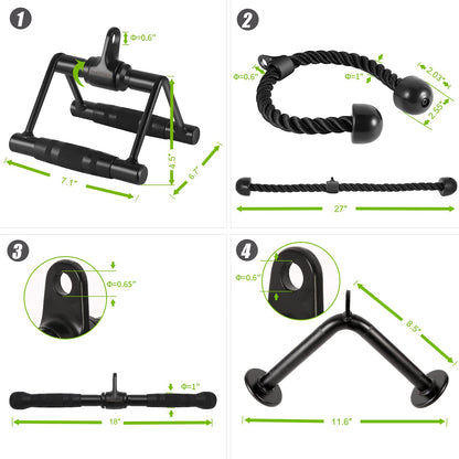 DYNASQUARE LAT Pulldown Attachments Combo, Curl Pulldown Bar with 360° Rotation, Fits Most Gym