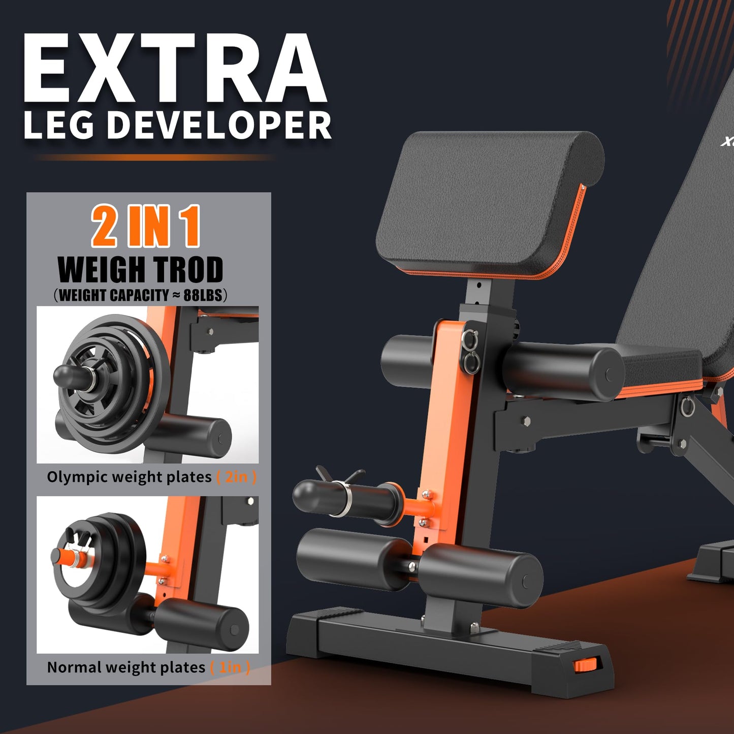 XCHIEF Adjustable Weight Bench with Leg Extension and Preacher Pad, 1000LBS