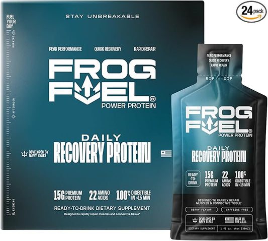Frog Fuel Power Regular Protein Shot, 15g Protein Nano-Hydrolyzed Grass Fed Collagen, Post Workout
