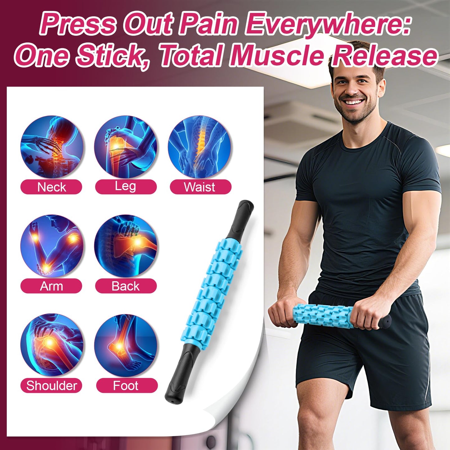 ZanLLW Massage Roller, Muscle Roller Stick, Therapy Roller Stick for Legs, Calf, Thigh, Lipo Roller