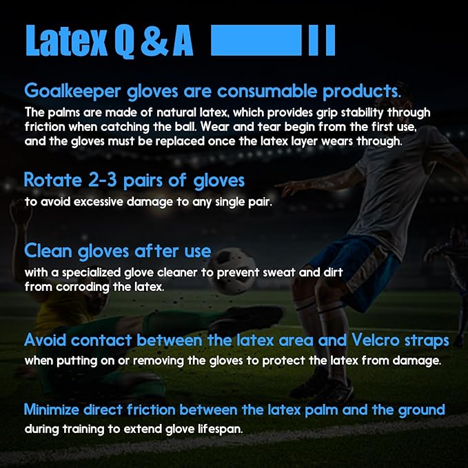 Youth&Adult Goalie Goalkeeper Gloves with Finger Protection Breathable Soccer Gloves with Strong Grips，6 Colors，Sizes 7-10