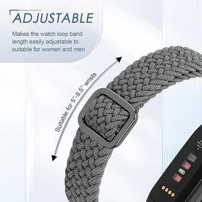 Tiptops Braided Nylon Bands Compatible with Fitbit Inspire 3/Inspire 2/Inspire/Inspire HR/Ace 2/Ace 3, Adjustable Loop Stretchy Straps Replacement Wristbands for Fitbit Inspire Women Men