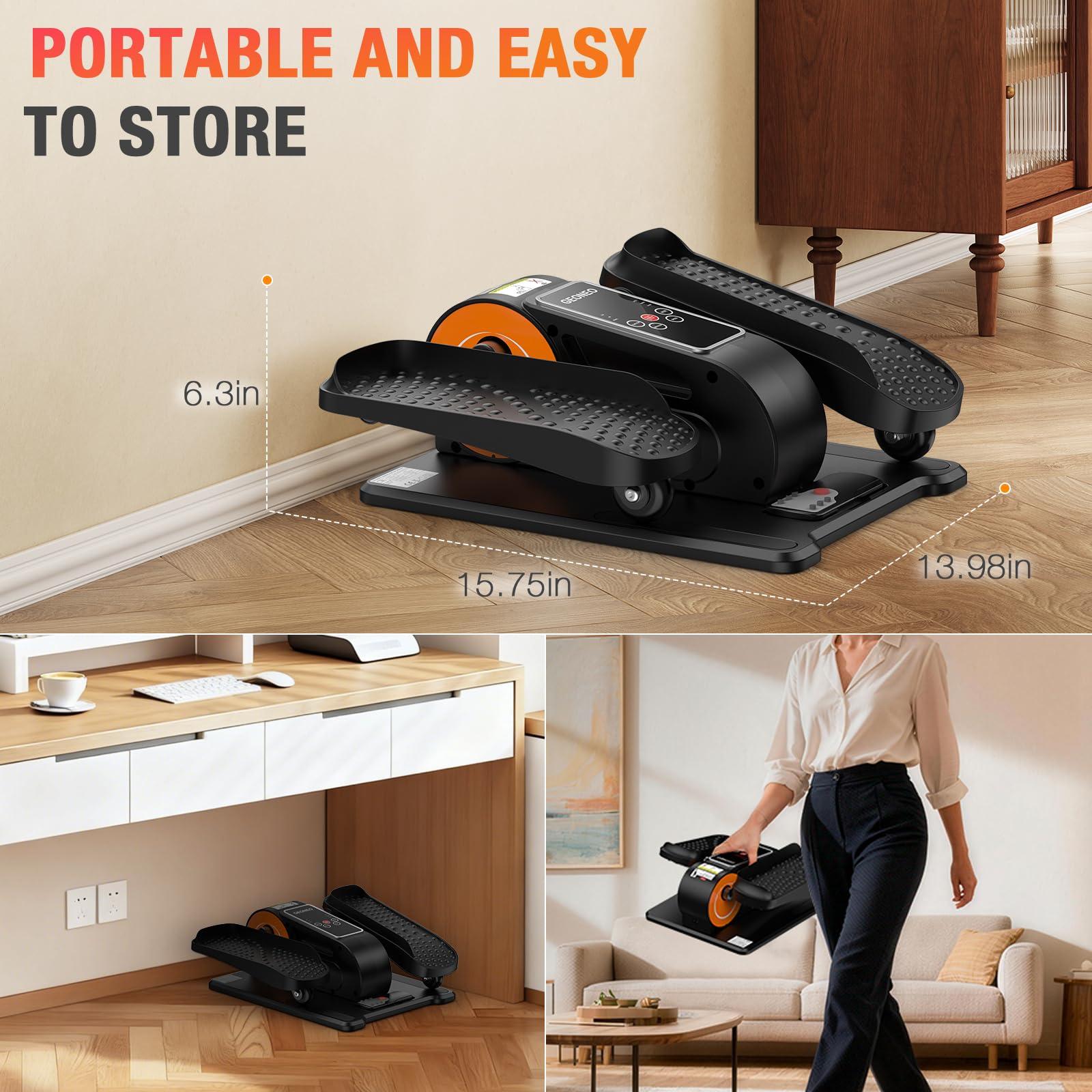 Under Desk Elliptical Machine, Electric Elliptical Leg Exerciser for Senior