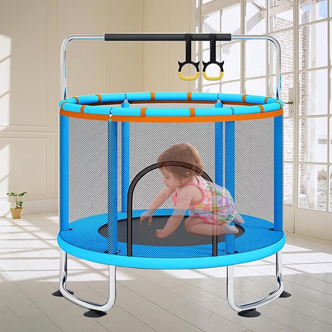 60'' Trampoline for Kids, 5FT Recreational Trampoline, Mini Baby Toddler Small Trampoline, Indoor/Outdoor Kids & Adults Trampoline with Enclosure Net for Boys Girls Christmas Birthday Gifts