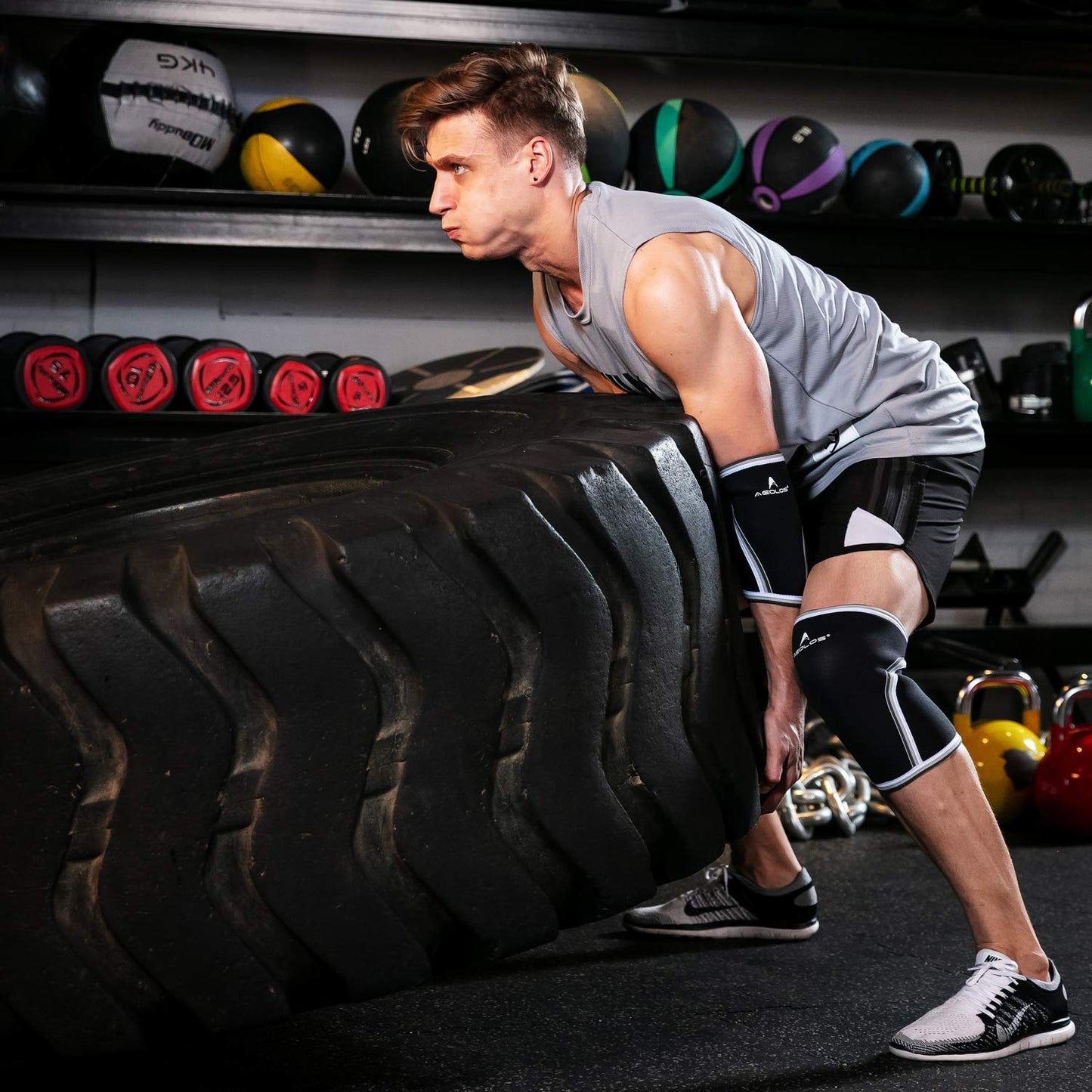 Knee Sleeves (1 Pair)，7mm Compression Knee Braces for Heavy-Lifting,Squats,Gym and Other Sports